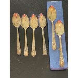 Newport Silver Plated Demi-Tasse Spoon Set Vintage Monogram Area